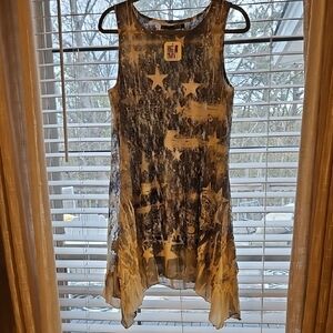 Origami NWT Boutique Brand Starry Denim Print High-Low Dress